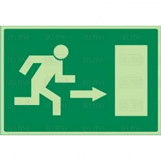 SEÑAL FOTOLUMINISCENTE DE SALIDA DERECHA. PLÁSTICO RÍGIDO. EVACUACIÓN. RECTANGULAR