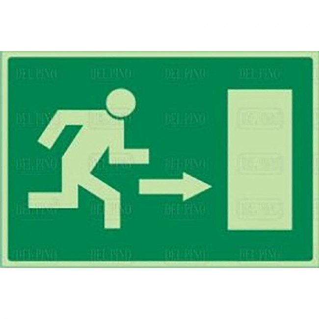 SEÑAL FOTOLUMINISCENTE DE SALIDA DERECHA. PLÁSTICO RÍGIDO. EVACUACIÓN. RECTANGULAR