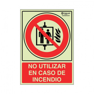 SEÑAL 7025 PLAST.297x210NO.UT.INC."LUM (ASCENSOR)NO UTILZAR EN CASO DE INCENDIO" 2