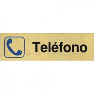 PLACA DE SEÑALIZACIÓN TELÉFONO. ALUMINIO. RECTANGULAR ALARGADA. 150 X 45 MM