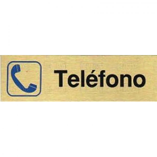PLACA DE SEÑALIZACIÓN TELÉFONO. ALUMINIO. RECTANGULAR ALARGADA. 150 X 45 MM
