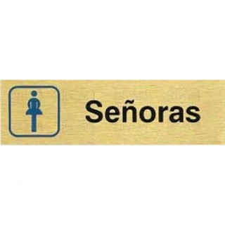 PLACA DE SEÑALIZACIÓN SEÑORA. ALUMINIO. ORO/LATÓN APARENTE. 150X45 MM