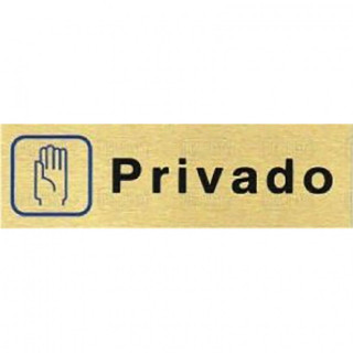 PLACA DE SEÑALIZACIÓN. ALUMINIO. DORADO METALIZADO. 150 X 45 MM