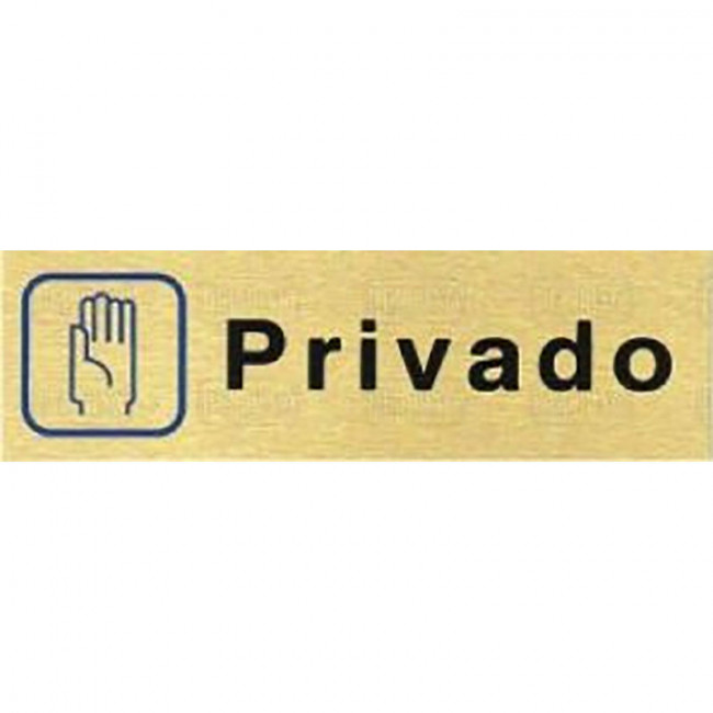 PLACA DE SEÑALIZACIÓN. ALUMINIO. DORADO METALIZADO. 150 X 45 MM