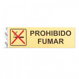 PLACA PROHIBIDO FUMAR. ALUMINIO. RECTANGULAR. 150 X 45 MM