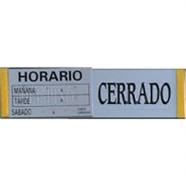 PLACA DE HORARIO. ALUMINIO. RECTANGULAR ALARGADO