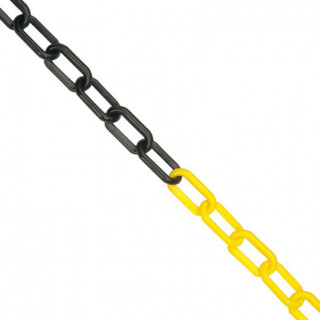 CADENA DE SEÑALIZACIÓN. PVC. NEGRO/AMARILLO. DIÁMETRO 6MM. LONGITUD 25 M