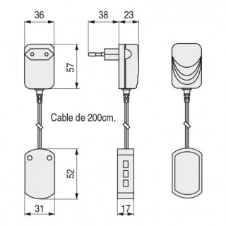TRANSFORMADOR ENCHUFE 6W LED 12V 6VIAS CABLE RED 2mts. CONEXION REGLETA JST. 2