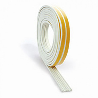 BURLETE ADHESIVO PERFIL E. ESPUMA O GOMA BLANDA. BASE ADHESIVA. BLANCO. PARA PUERTAS Y VENTANAS - BRINOX