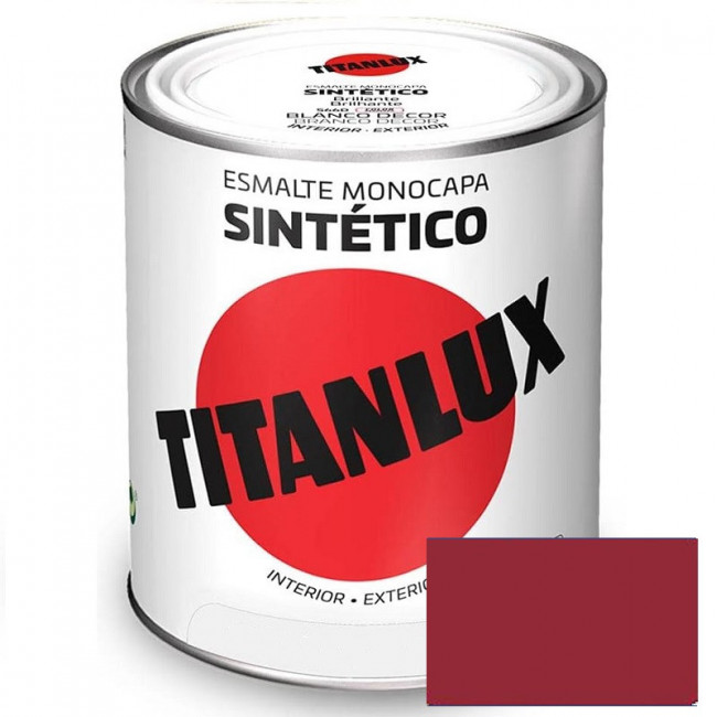 ESMALTE SINTÉTICO TITANLUX. ROJO INGLÉS. BRILLANTE. 750 ML. MONOCAPA. INTERIOR Y EXTERIOR - TITAN