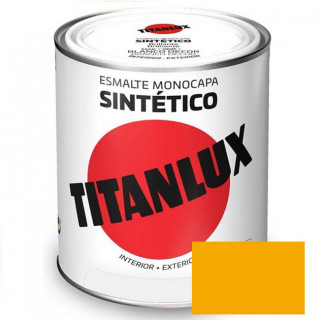 ESMALTE SINTÉTICO MONOCAPA TITANLUX. BRILLANTE. INTERIOR Y EXTERIOR. AMARILLO MEDIO. CAPACIDAD 750ML - TITAN