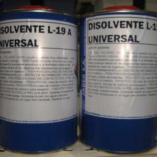 DISOLVENTE UNIVERSAL L-19A. USO INDUSTRIAL. 1 L. LÍQUIDO INCOLORO