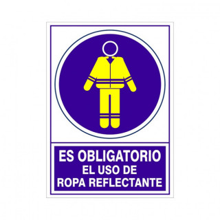 SEÑAL DE OBLIGACIÓN DE ROPA REFLECTANTE. PLÁSTICO O VINILO RÍGIDO. 345X245MM 2