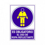 SEÑAL DE OBLIGACIÓN DE ROPA REFLECTANTE. PLÁSTICO O VINILO RÍGIDO. 345X245MM