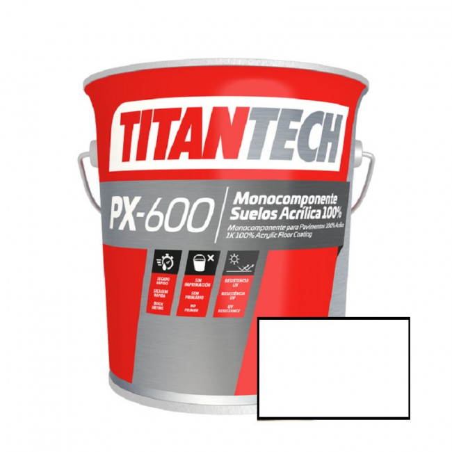 PINTURA ACRÍLICA MONOCOMPONENTE PARA SUELOS PX-600. SEMIMATE. BLANCO - TITAN