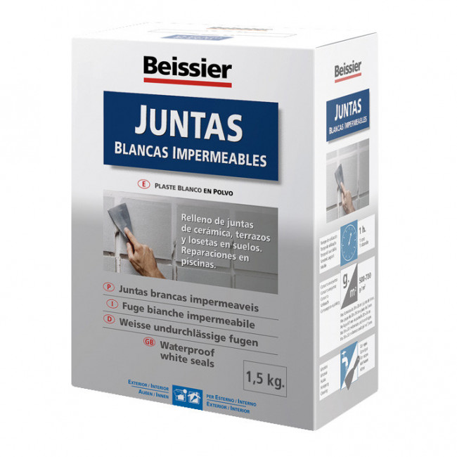MORTERO DE REJUNTADO CEMENTOSO. BLANCO. IMPERMEABLE. 1,5 KG