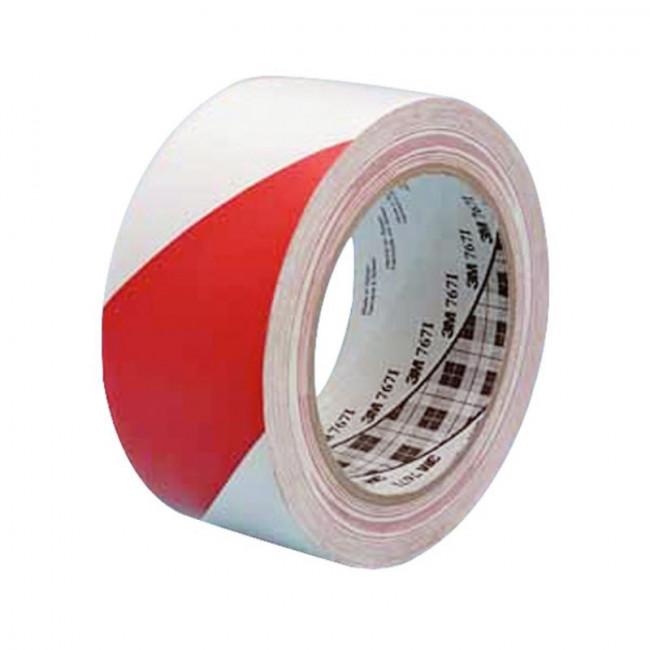 CINTA DE MARCAJE DE SUELO. PVC. CAUCHO. BANDAS ROJO Y BLANCO. ANCHO 50MM. LONGITUD 33M - 3M