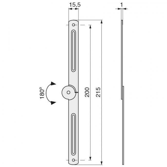 BISAGRA COMPAS PARA CABALLETE. MEDIDAS 215x15,5x1mm