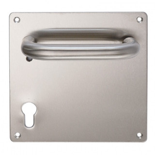 MANILLA PLACA INOX-ART HADES 170x170 C/B FORMA "U". CON BOCALLAVE PERA A 85mm.-