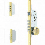 CERRADURA DE SEGURIDAD MULTIPUNTO. 3 BULONES. ACERO NIQUELADO. DORADO. DIÁMETRO 14MM - TESA