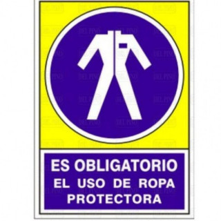 SEÑAL 643 PLÁSTICO 345x245 "OBLIGATORIO USO ROPA PROTECTORA"