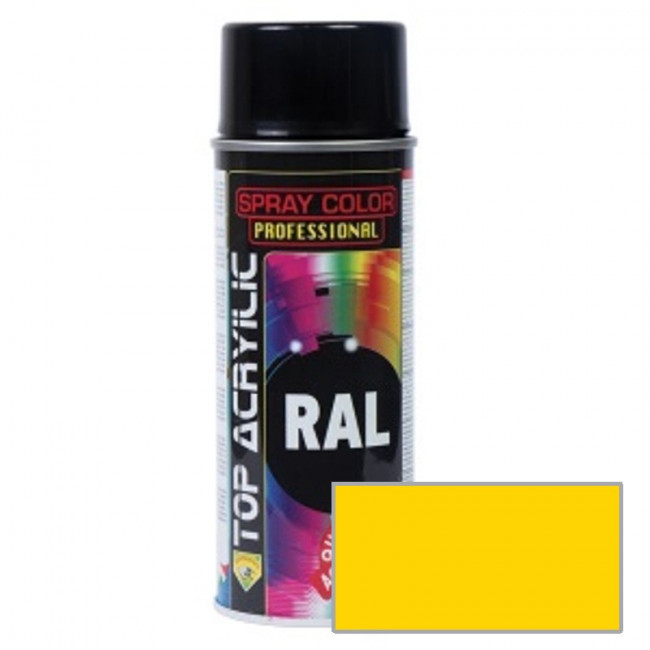 ESMALTE EN SPRAY ACRÍLICO. BASE ACRÍLICA. INTERIORES Y EXTERIORES. RAL 1018. AEROSOL. 400ML - TOP ACRYLIC