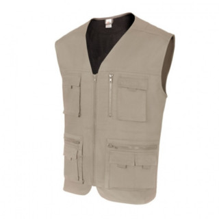 CHALECO MULTIBOLSILLOS TÉCNICO 105901. SARGA 80% POLIÉSTER / 20% ALGODÓN. FORRO REJILLA 100% POLIÉSTER. 180 G/M². CIERRE