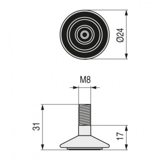 PIE NIVELADOR REGULABLE TAKO Ø25 H31 M8 ZINCADO 2