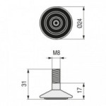 PIE NIVELADOR REGULABLE TAKO Ø25 H31 M8 ZINCADO