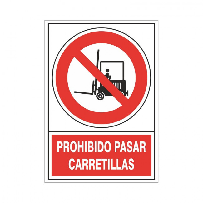 SEÑAL 537 PLASTICO 345x245"PROH.P/CARRETIL" PROHIBIDO PASAR CARRRETILLAS