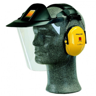 PANTALLA FACIAL CON OREJERAS PASIVAS ABATIBLES PELTOR OPTIME I ALTURA 510MM. ABATIBLE. VISERA TRANSPARENTE. SNR 27DB - 3