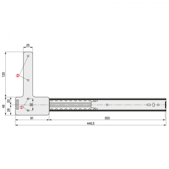 GUIA PUERTA OCULTA TV FLITER 450mm ZINCADO GUIA PUERTA OCULTA TV FLITER 450mm ZINCADO