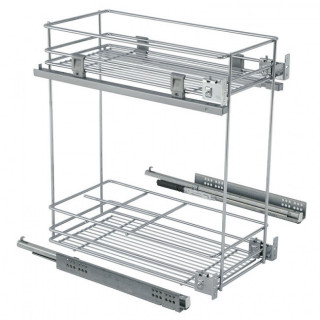 BOTELLERO+CESTA PARTNER M450 CROMO C/GUI GUIA MUSS HETTICH E.PARCIAL, FIJ.LATERAL.