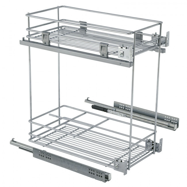 BOTELLERO+CESTA PARTNER M600 CROMO C/GUI GUIA MUSS HETTICH E.PARCIAL, FIJ.LATERAL.