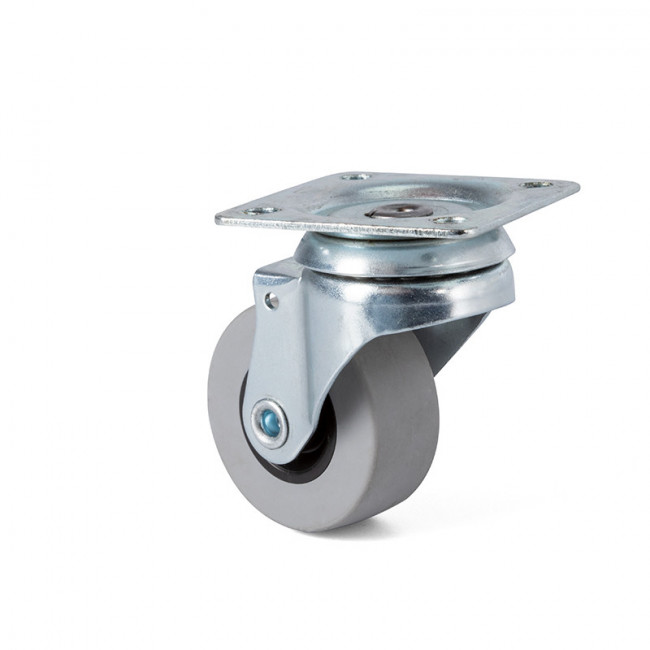 RUEDA GIRATORIA CON PLACA. ACERO ESTAMPADO. ZINCADO. DIÁMETRO 40MM. CAPACIDAD 20KG - Q&Q