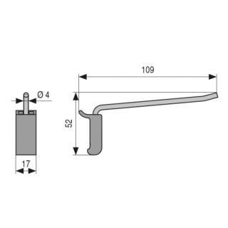 ENGANCHE COLGADOR RECTO. ALUMINIO + HIERRO. PLATA MATE + CROMO. LONGITUD 109MM. PANEL RANURADO. ESPESOR 18MM - ZOBAL 2