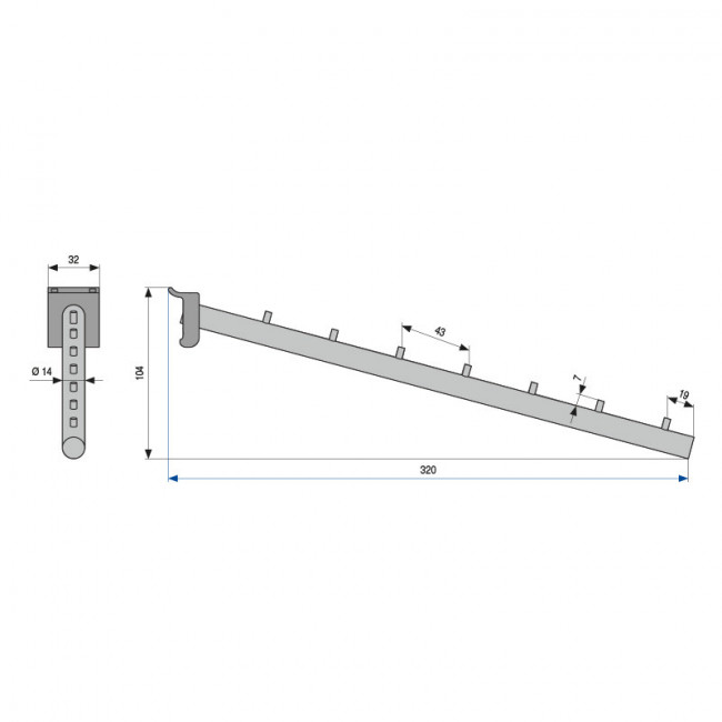 ENGANCHE COLGADOR EXPOSITOR PERCHAS L320