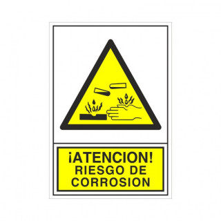 SEÑAL DE PELIGRO. RIESGO DE CORROSIÓN. RECTANGULAR VERTICAL. PLÁSTICO O VINILO ADHESIVADO 2