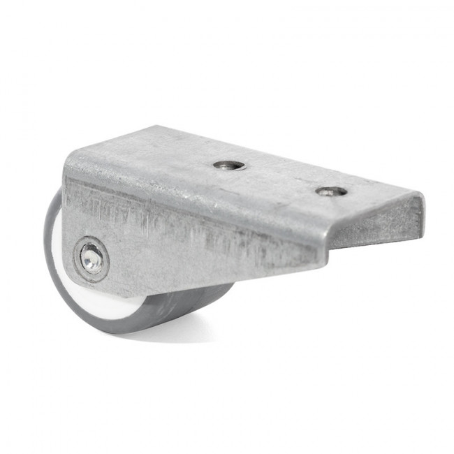 RUEDA FIJA ANUI ARO DE GOMA GRIS d24 H26 SOPORTE DE PALA LARGA ZINCADO.