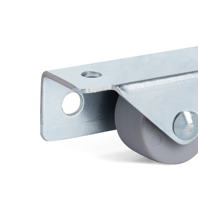 RUEDA FIJA NORIA ARO DE GOMA Ø25 H28 P/NIDO SOPORTE DE ACERO ZINCADO. ARO GOMA GRIS.