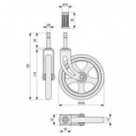 RUEDA GIRATORIA CAMARENA ARO DE GOMA d105 EC BRONCE MAX.10KG. CON FIJACION ESPIGA. H123.