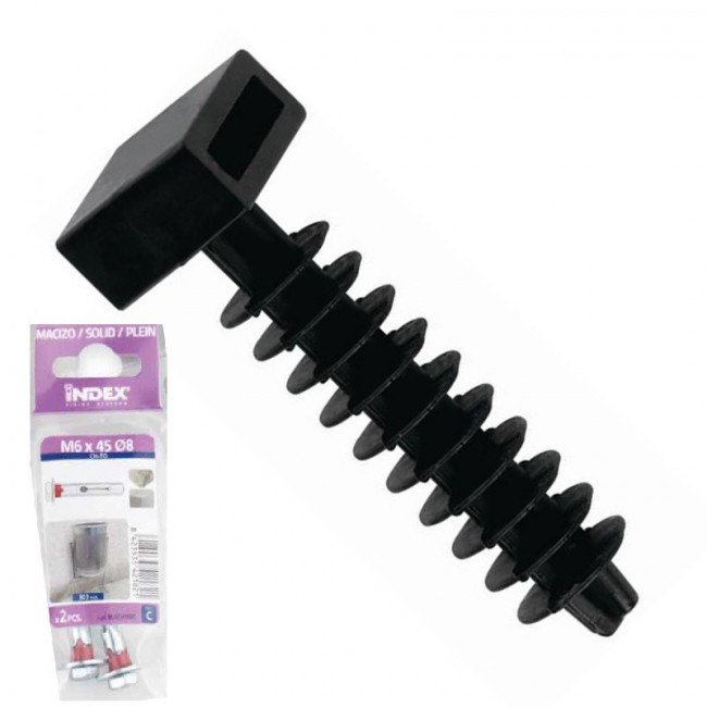 TACO BRIDA DE NYLON. POLIAMIDA 6.6. NEGRO. COMPATIBILIDAD M6. DIÁMETRO PERFORACIÓN 8MM - INDEX