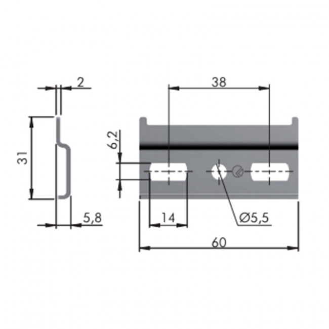 PLACA METÁLICA DE FIJACIÓN APC6. ACERO GALVANIZADO. ZINCADO. LARGO 60MM - ITALIANA FERRAMENTA