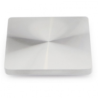 PLACA ADAPTADORA PARA CONECTOR DE PATA. ZAMAK. GRIS RAL 9006. MESAS DE CRISTAL. SISTEMA QUARON. 80 X 80 MM