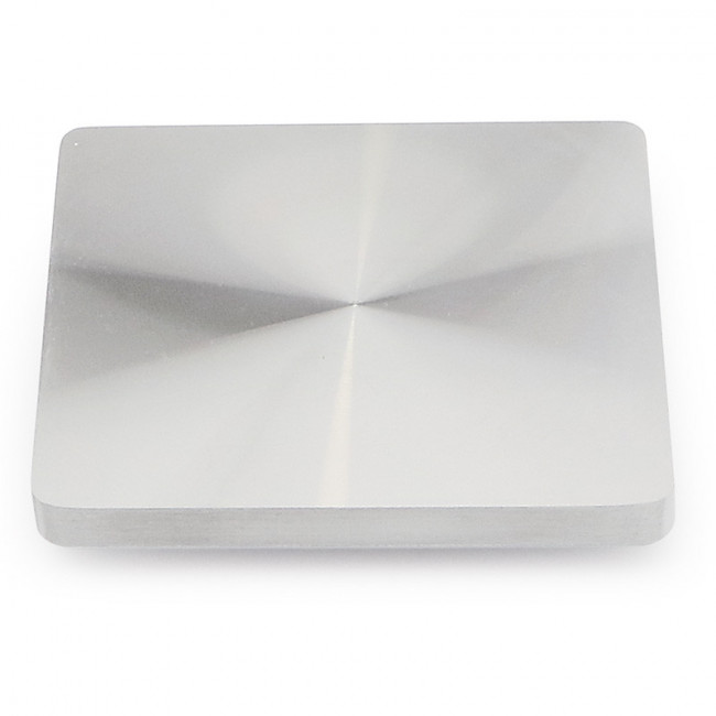 PLACA ADAPTADORA PARA CONECTOR DE PATA. ZAMAK. GRIS RAL 9006. MESAS DE CRISTAL. SISTEMA QUARON. 80 X 80 MM