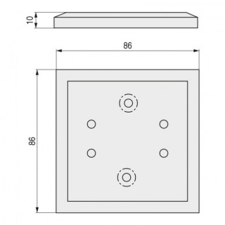 PLACA ADAPTADORA PARA CONECTOR DE PATA. ZAMAK. GRIS RAL 9006. MESAS DE CRISTAL. SISTEMA QUARON. 80 X 80 MM 2