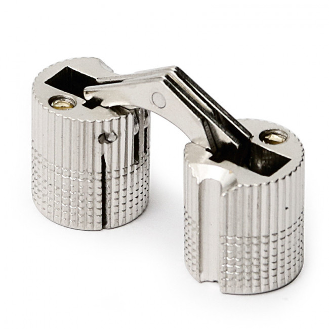 BISAGRA PARA MUEBLES. OCULTA REDONDA. LATÓN NIQUELADO. DIÁMETRO 10MM