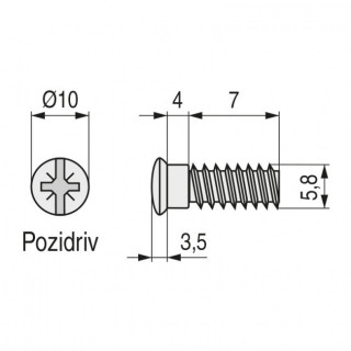 TORNILLO CAZOLETA d6-7 cab.9,5 ZINCADO S/PUNTA 2