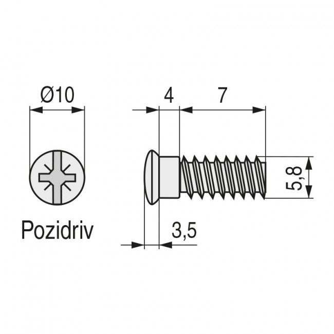 TORNILLO CAZOLETA d6-7 cab.9,5 ZINCADO S/PUNTA