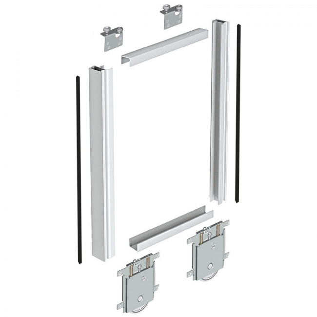 KIT PUERTA KANDA SP10 LAC.BLANCO 2,60M (2 Perfiles, 2 Angulos, Ruedas y Polipelo.)